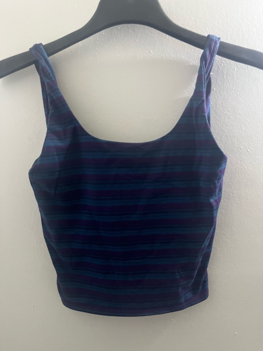 Outdoor Voices Striped Scoop Tank in Navy and Purple